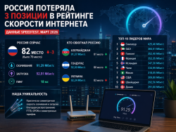 Россия потеряла еще 3 позиции в мировом рейтинге интернета: кто нас обогнал?